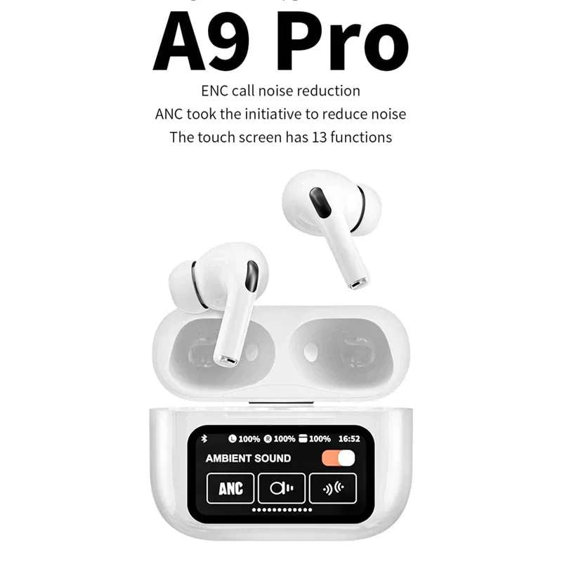 A9 Pro Airpods ANC/ENC Touch Screen Wireless Earbuds