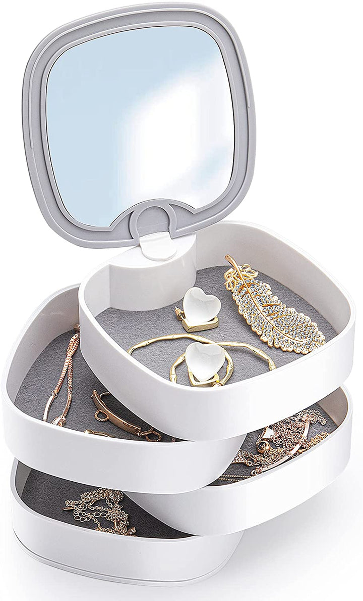 Rotatable 4 Layer Jewellery Organizer With Mirror