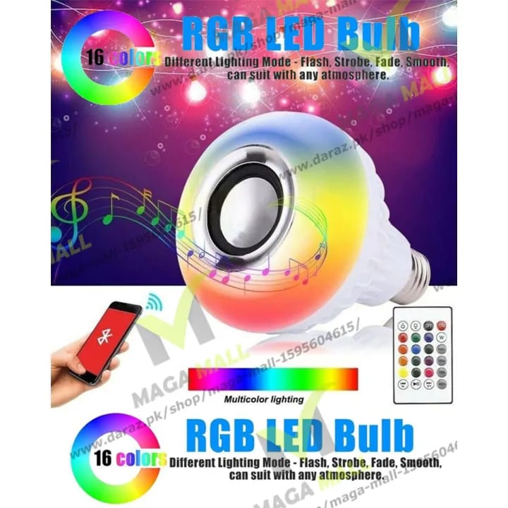 Smart LED Light Bulb with Built-in Bluetooth Speaker + Remote